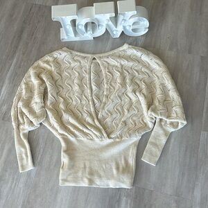 Bebe Open aback Sparkle Knit Sweater